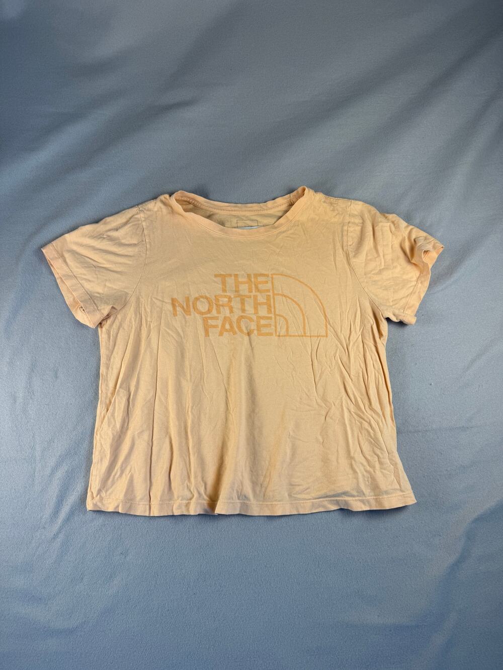 The North Face T-Shirt Womens 1X Orange Big Spellout Logo Short Sleeve Graphics